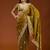 Mustard embroidered threads zari work satin silk bollywood saree with blouse