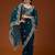 Teal blue embroidered threads zari work satin silk bollywood saree with blouse