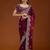 Wine embroidered threads zari work satin silk bollywood saree with blouse