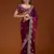 Wine embroidered threads zari work satin silk bollywood saree with blouse
