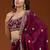 Wine embroidered threads zari work satin silk bollywood saree with blouse