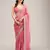 pink embroidered diamond work crunchy chiffon saree with blouse