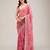 pink embroidered diamond work crunchy chiffon saree with blouse