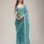 sea green embroidered diamond work crunchy chiffon saree with blouse
