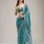 sea green embroidered diamond work crunchy chiffon saree with blouse