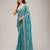 sea green embroidered diamond work crunchy chiffon saree with blouse
