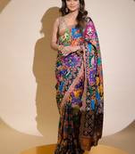 multicolor printed georgette saree with blouse