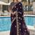 Purple embroidered, cut work satin silk bollywood saree with blouse