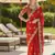 Red embroidered, cut work satin silk bollywood saree with blouse