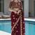 Wine embroidered, cut work satin silk bollywood saree with blouse