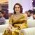 Mustard sequin embroidered, cut work satin silk bollywood saree with blouse