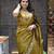 Mustard sequin embroidered, cut work satin silk bollywood saree with blouse