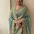 Sea green lace border sofi silk bollywood saree with blouse