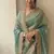 Sea green lace border sofi silk bollywood saree with blouse