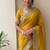 Yellow lace border sofi silk bollywood saree with blouse