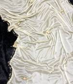 Off white hand made lace with latkan rangoli silk bollywood saree with blouse