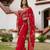 red embrodiery zari sequin embroidered moti work georgette saree with blouse