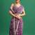 Purple printed, sequin embroidered chinnon silk bollywood saree with blouse