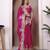 Rani pink sequin embroidered, cut work jimmy choo bollywood saree with blouse