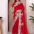Red sequin embroidered, cut work jimmy choo bollywood saree with blouse