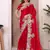 Red sequin embroidered, cut work jimmy choo bollywood saree with blouse