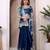 Teal blue sequin embroidered, cut work jimmy choo bollywood saree with blouse