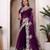 Wine sequin embroidered, cut work jimmy choo bollywood saree with blouse