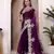 Wine sequin embroidered, cut work jimmy choo bollywood saree with blouse