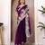 Wine sequin embroidered, cut work jimmy choo bollywood saree with blouse