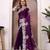 Wine sequin embroidered, cut work jimmy choo bollywood saree with blouse