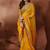 yellow sequin embroidered mirror work georgette saree with blouse