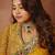 yellow sequin embroidered mirror work georgette saree with blouse
