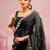Black mirror work, cut work soft burberry silk bollywood saree with blouse