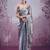 Grey mirror work, cut work soft burberry silk bollywood saree with blouse