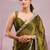 Mehendi mirror work, cut work soft burberry silk bollywood saree with blouse