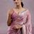 Pink mirror work, cut work soft burberry silk bollywood saree with blouse