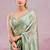 Pista green mirror work, cut work soft burberry silk bollywood saree with blouse