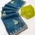 teal blue embroidered moti work cut work chiffon saree with blouse
