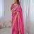 Rani pink embroidered, sequin embroidered premium gold crush silk bollywood saree with blouse