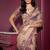 beige printed sequin embroidered georgette saree with blouse