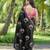 Black embroidered, cut work crush silk bollywood saree with blouse