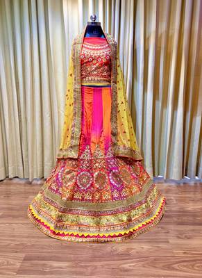 Pure Silk Party Wear Lehenga In Multi Color Color With Embroidery Work 1