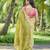 Olive green embroidered, cut work crush silk bollywood saree with blouse