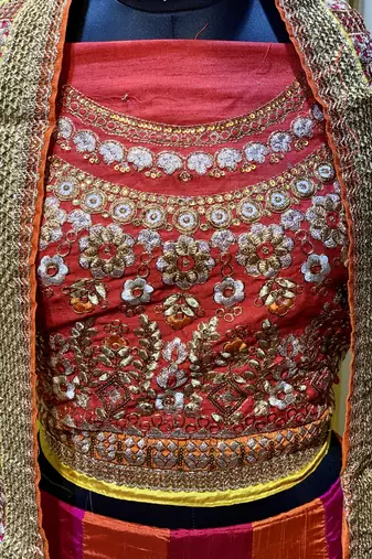 Pure Silk Party Wear Lehenga In Multi Color Color With Embroidery Work