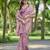 Pink embroidered, cut work crush silk bollywood saree with blouse
