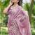 Pink embroidered, cut work crush silk bollywood saree with blouse