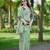 Pista green embroidered, cut work crush silk bollywood saree with blouse