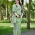 Pista green embroidered, cut work crush silk bollywood saree with blouse