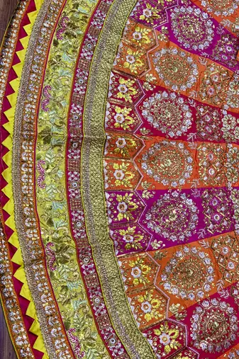 Pure Silk Wedding Wear Lehenga In Multi Color Color With Embroidery Work