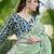 Pista green embroidered, cut work crush silk bollywood saree with blouse